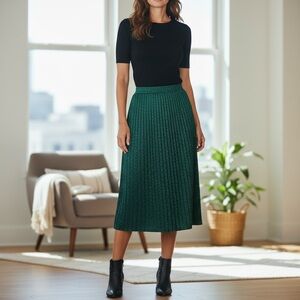 Vintage Green Metallic Lined Pencil Skirt
